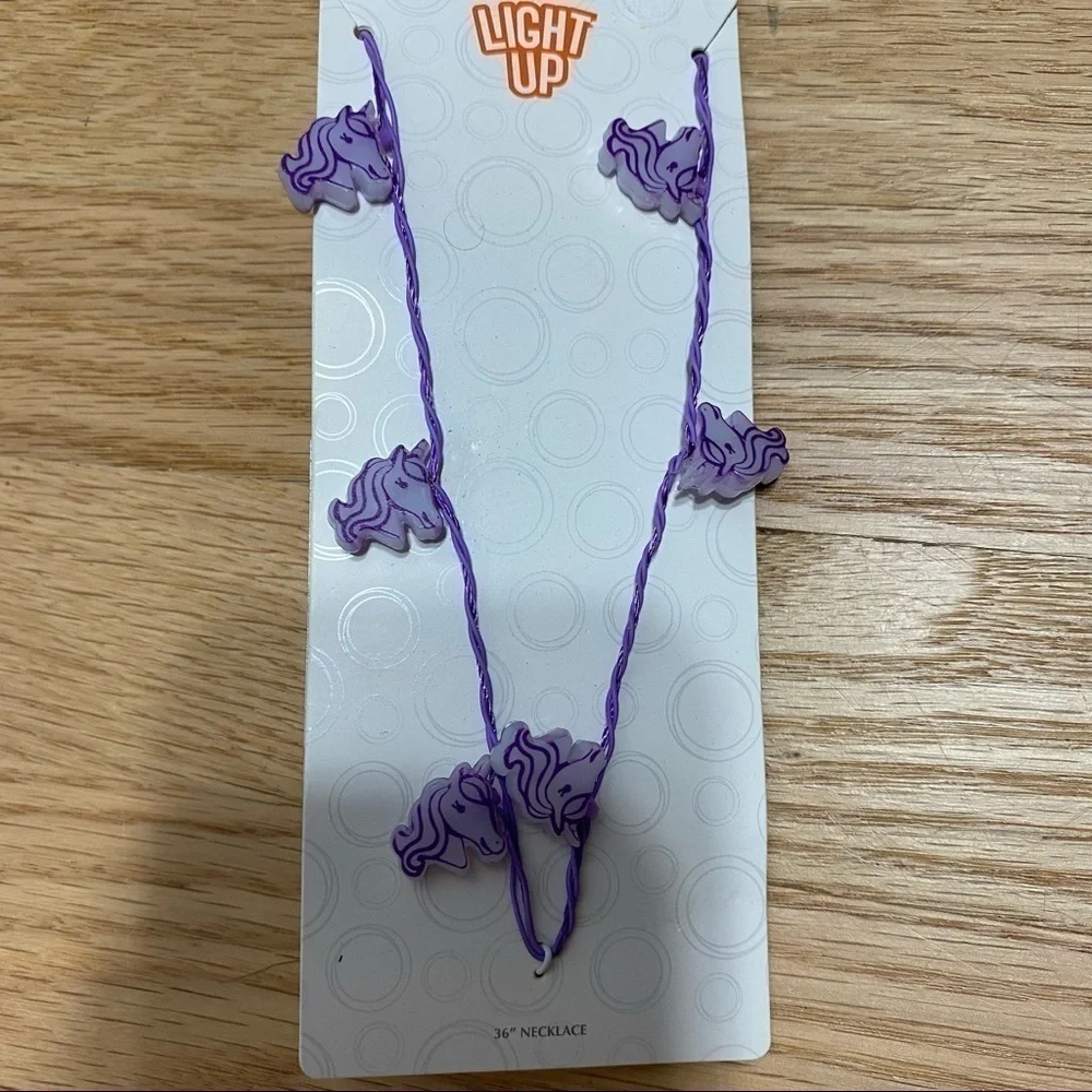 Unicorn Light Up Necklace NWT Purple Horse Girls Accessory